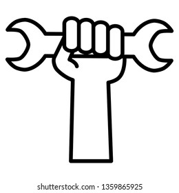 hand with wrench key tool