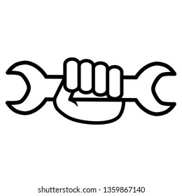 hand with wrench key tool