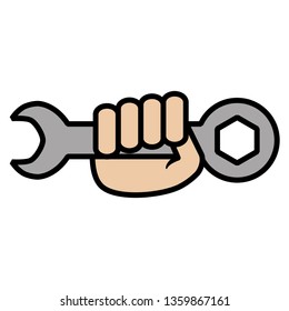 hand with wrench key tool