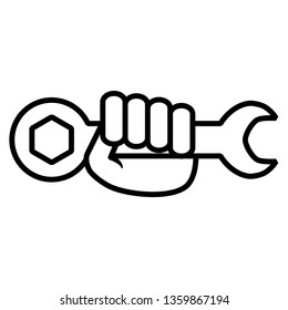 hand with wrench key tool