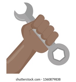 hand with wrench key tool