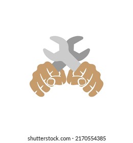 Ilustración vectorial de la plantilla de diseño del logotipo de la llave de mano