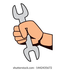 hand with wrench metal tool