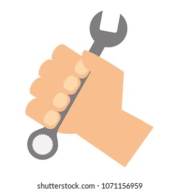 hand with wrench tool