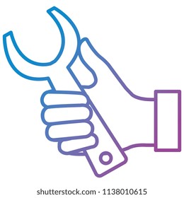 hand with wrench tool