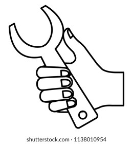 hand with wrench tool