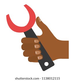 hand with wrench tool