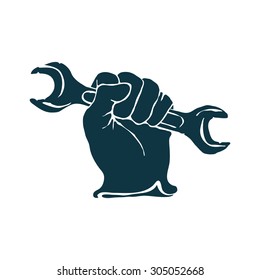 Hand with Wrench Vector Illustration