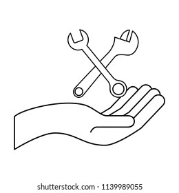 hand with wrenchs keys crossed tools
