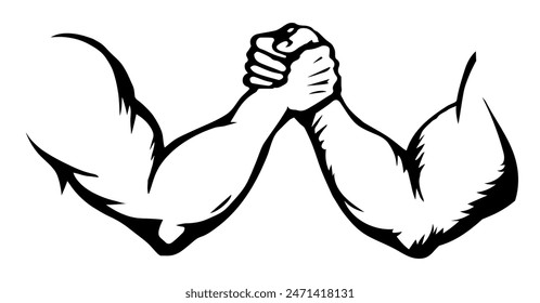 Hand wrestling contest. Vector drawing