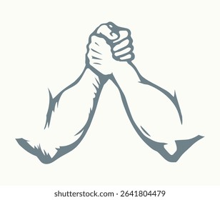 Hand wrestling contest. Vector drawing