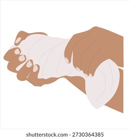 Una mano exprimiendo una toalla. Mano exprimida y torcer el paño mojado