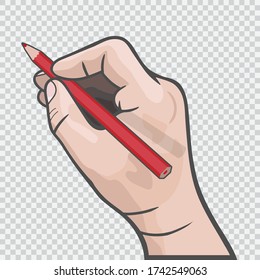 Hand wrist drawing with red pencil. Vector illustration