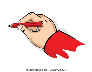 Hand wrist drawing with wood pencil. Vector template on transparent background