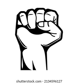 Hand wrist gesture black engraving composition with monochrome fist up gesture vector illustration