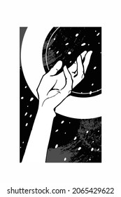 Hand wrist snow illustration, vector handdrawn ink illustrations.  T-shirt design and prints, clothes, bags, posters, invitations, cards, flyers, etc.