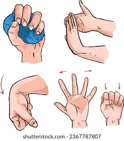 Hand And Wrist Strengthening Exercises vector illustratin