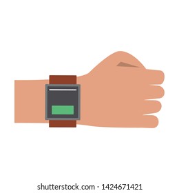 Hand with wristwatch cartoon isolated vector illustration graphic design
