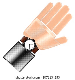 hand with wristwatch masculine isolated icon