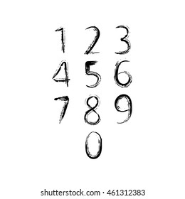 Hand write calligraphy brush number. Vector design illustration.