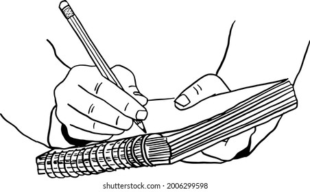 Hand write memo on Notebook To-do list Hand drawn line art illustration