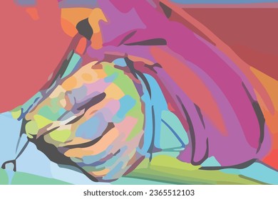 hand write pen sign digital art colorful design background vector 