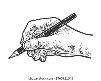 hand writes with a ballpoint pen sketch engraving vector illustration. T-shirt apparel print design. Scratch board imitation. Black and white hand drawn image.