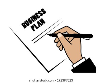 hand writes the business plan