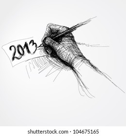 Hand writes Ã¢Â?Â?2013Ã¢Â?Â� / Realistic sketch (not auto-traced)