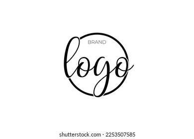 Hand writhing logo with round border black color