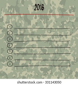  hand writing 2016  with marker on board. Blank list of 2016