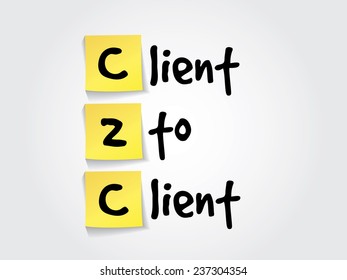 Hand writing acronym Client To Client (c2c) on yellow sticky notes, business vector concept