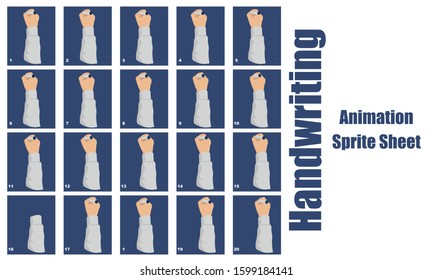 Hand Writing Animation sprite sheet. Writing Hand animation vector illustration.