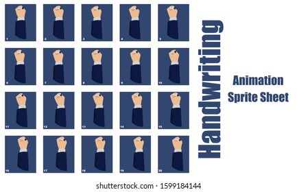 Hand Writing Animation sprite sheet. Writing Hand animation vector illustration.