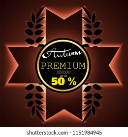 hand writing Autumn text  boder, Banner Sale premium black ribbon red