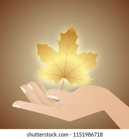 hand writing  Autumn text  boder, Banner Sale premium gold leaves on hand