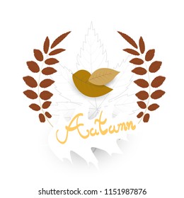 hand writing  Autumn text  boder, Banner bird premium on white background