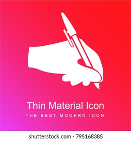Hand writing with ballpen red and pink gradient material white icon minimal design