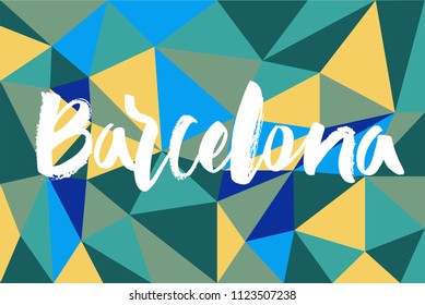 Hand writing "Barcelona", colorful background