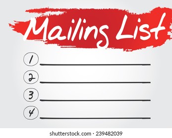 Hand writing Blank Mailing List, vector concept background