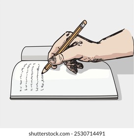 hand writing book diary  isolated illustration on white background