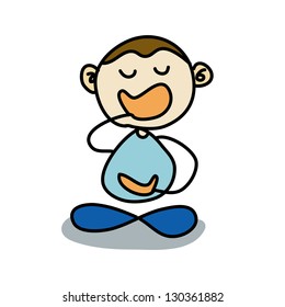 hand writing cartoon character boys meditation