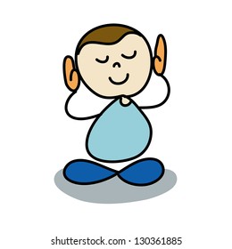 hand writing cartoon character boys meditation
