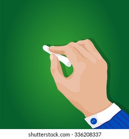 Hand writing with chalk on a blackboard. vector illustration