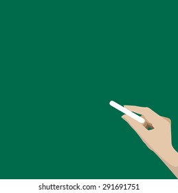 Hand writing with chalk on green background.