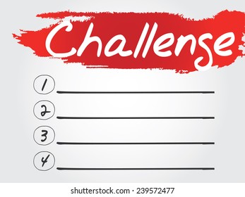 Hand writing Challenge Blank List, vector concept background