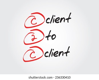 Hand writing Client To Client (c2c), vector business concept acronym