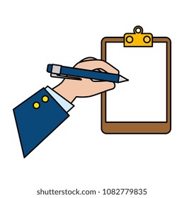 hand writing in clipboard checklist isolated icon