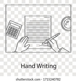 Hand writing concept on transparency background. Creative idea design. Flat vector illustration for template, brochure or presentation.