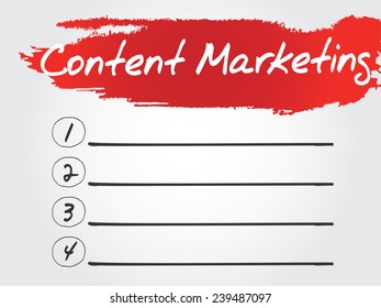 Hand writing Content Marketing Blank List, vector concept background